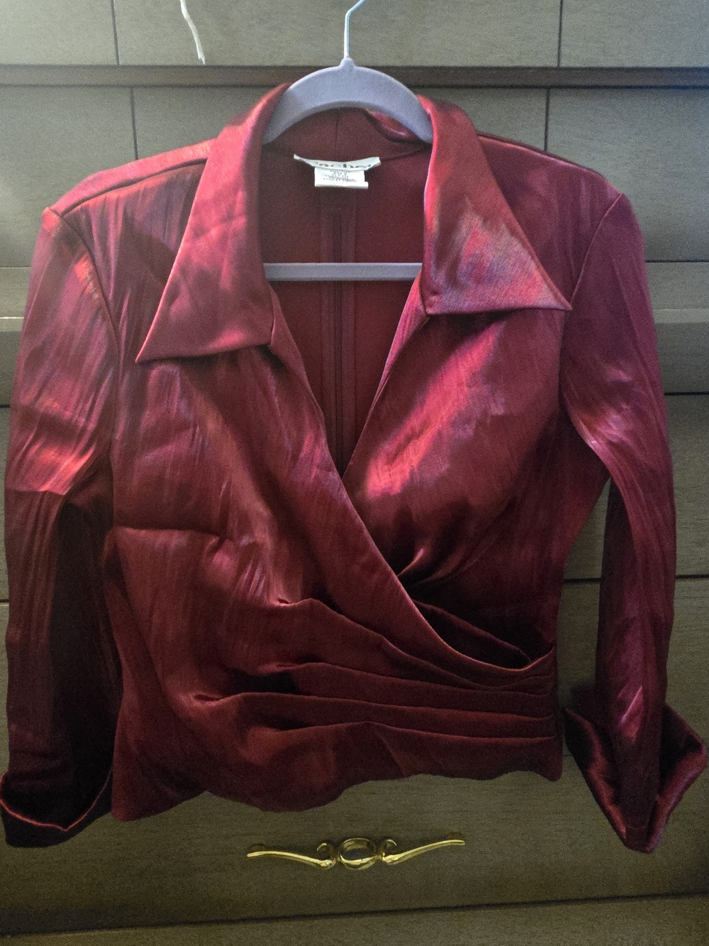 Women's Satin Wrap Jacket in Deep Wine